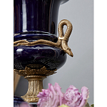 Ваза темно-синего цвета из фарфора с бронзовыми ручками в виде змей Высота 39 см Eden Garden porcelain and bronze варинант исполнения - 2 | Loft Concept в Красноярске