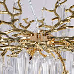 Люстра золотого цвета с декоративными ветками и длинными прозрачными стеклянными подвесами в форме сосулек Droplet Chandelier варинант исполнения - 8 | Loft Concept в Красноярске