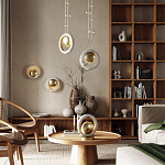 Бра с бежевым текстурным кольцом и латунным шаром в центре Tactile  варинант исполнения - 5 | Loft Concept в Красноярске