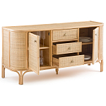 Длинный комод из ротанга с дверцами и ящиками Simone Rattan Chest of Drawers варинант исполнения - 3 | Loft Concept в Красноярске