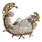 Чаша для фруктов из фарфора бронзовыми фигурками леопардов Eden Garden варинант исполнения - 2 | Loft Concept в Красноярске