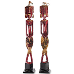 Комплект из 2-х деревянных статуэток Asmat Tall Red Statuettes варинант исполнения - 1 | Loft Concept в Красноярске