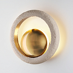 Бра с бежевым текстурным кольцом и латунным шаром в центре Tactile  варинант исполнения - 3 | Loft Concept в Красноярске