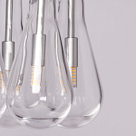 Люстра с 9-ю прозрачными плафонами из стекла в форме капли на прямоугольном потолочном основании цвета хром Lucid Rain  варинант исполнения - 8 | Loft Concept в Красноярске