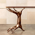 Обеденный стол с фигурным декором бронзового цвета Dichotomy racetrack варинант исполнения - 2 | Loft Concept в Красноярске