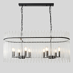 Люстра подвесная овальная со стеклянными прозрачными трубками и металлическим каркасом черного цвета Nembus варинант исполнения - 1 | Loft Concept в Красноярске