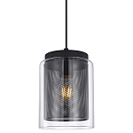 Подвесной светильник с сетчатым металлическим плафоном цилиндрической формы черный Metal Mesh варинант исполнения - 1 | Loft Concept в Красноярске