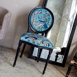Стул из массива бука бирюзовый с изображением птиц в саду Turquoise Chinoiserie Bird Chair варинант исполнения - 5 | Loft Concept в Красноярске