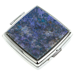 Таблетница карманная квадратная c 2-мя отделениями с зеркалом и накладкой из натурального камня Лазурит Silver Stone Pillboxes варинант исполнения - 1 | Loft Concept в Красноярске