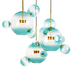 Люстра подвесная с прозрачными бирюзовыми стеклянными шарами и круглым основанием 3 лампы Giopato & Coombes варинант исполнения - 5 | Loft Concept в Красноярске