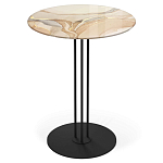Стол журнальный круглый с бежевой столешницей из стекла Beige Marble варинант исполнения - 1 | Loft Concept в Красноярске