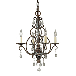 Люстра бронзового цвета с 4-мя лампами и подвесками из оптического стекла в классическом стиле Feiss варинант исполнения - 1 | Loft Concept в Красноярске