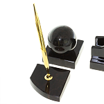 Настольный письменный набор из чёрного обсидиана с декором в виде льва Golden Lion варинант исполнения - 5 | Loft Concept в Красноярске