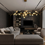 Люстра в виде золотой ветки с цветами и птичками Marvelous Garden варинант исполнения - 1 | Loft Concept в Красноярске