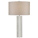 Настольная лампа мраморная с тканевым цилиндрическим абажуром Sharpened варинант исполнения - 3 | Loft Concept в Красноярске