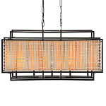 Люстра прямоугольной формы с чёрным каркасом и вставкой из плетеного материала Cage for Light варинант исполнения - 1 | Loft Concept в Красноярске