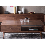 Кофейный стол из дерева с ящиком и нишей для хранения Coffee Walnut Table варинант исполнения - 1 | Loft Concept в Красноярске