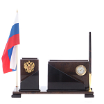 Настольный письменный набор с часами из природного камня обсидиана For the Deputy варинант исполнения - 1 | Loft Concept в Красноярске