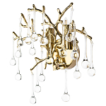 Бра в форме ветвей деревьев золотого цвета с прозрачными подвесками-каплями Droplet Bra варинант исполнения - 1 | Loft Concept в Красноярске