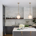 Подвесной светильник с белым плафоном в форме шара в арочной подвеске Hinkley варинант исполнения - 19 | Loft Concept в Красноярске