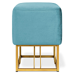 Пуф квадратный голубой велюр на золотом металлическом основании Celeste Blue варинант исполнения - 2 | Loft Concept в Красноярске