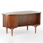 Дизайнерский письменный стол округлой формы с 4-мя ящиками и дверкой с полочками Rili варинант исполнения - 1 | Loft Concept в Красноярске