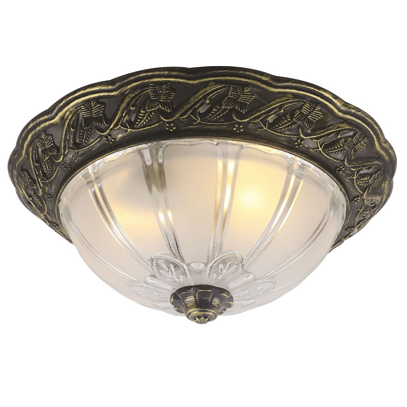 Потолочный светильник Flush Mount Ceiling Light bronze corrugated glass Античная Бронза Потолочный светильник Flush Mount Ceiling Light bronze corrugated glass Античная Бронза в Красноярске | Loft Concept