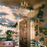 Обои ручная роспись Bamboo River Blossom Original colourway on Deep Rich Gold gilded paper with pearlescent antiquing варинант исполнения - 1 | Loft Concept в Красноярске