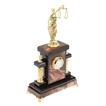 Часы настольные бронзовые из натурального камня Яшма с декором в виде Фемиды Themis Stone Clock варинант исполнения - 2 | Loft Concept в Красноярске