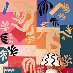 Обои ручная роспись в стиле Арт-деко Jazz Original colourway on painted silk with embroidery варинант исполнения - 2 | Loft Concept в Красноярске