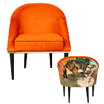 Кресло из натурального бука оранжевое с цветным принтом Impressionism in Art варинант исполнения - 2 | Loft Concept в Красноярске