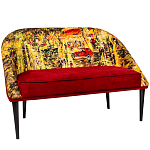 Диван двухместный из натурального бука красный с цветным принтом Impressionism in Art варинант исполнения - 3 | Loft Concept в Красноярске