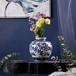 Ваза округлой формы с бело-синим цветочным орнаментом Blue & White Ornament  варинант исполнения - 2 | Loft Concept в Красноярске