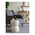 Приставной столик с мозаичным рисунком из раковин устриц Bone Inlay варинант исполнения - 8 | Loft Concept в Красноярске