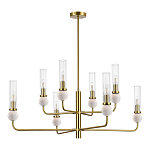 Люстра с 8-ю плафонами в форме стеклянных трубок и мраморных декоративных элементов Montreal варинант исполнения - 8 | Loft Concept в Красноярске