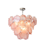 Люстра с каскадом из круглых розовых стеклянных дисков Pink Light Waterfall варинант исполнения - 3 | Loft Concept в Красноярске