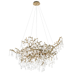 Подвесная люстра в виде ветвей деревьев золотого цвета с прозрачными подвесками-каплями 10 и 14 ламп Droplet Chandelier варинант исполнения - 3 | Loft Concept в Красноярске