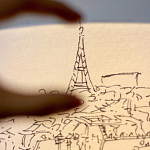 Настольная лампа с принтом на белом тканевом абажуре Roof Garden Lamp варинант исполнения - 3 | Loft Concept в Красноярске