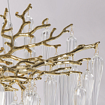 Люстра золотого цвета с декоративными ветками и длинными прозрачными стеклянными подвесами в форме сосулек Droplet Chandelier варинант исполнения - 7 | Loft Concept в Красноярске
