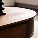 Кофейный стол овальный из дерева с 2-мя ящиками Coffee Walnut Table варинант исполнения - 9 | Loft Concept в Красноярске