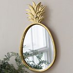 Зеркало овальной формы с золотистой рамкой и декоративной верхушкой в виде ананаса Pineapple Shine  варинант исполнения - 4 | Loft Concept в Красноярске