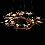 Люстра подвесная с прозрачными стеклянными птичками на ветвях Диаметр 100 см Serip Voa варинант исполнения - 9 | Loft Concept в Красноярске