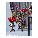 Ваза из фарфора черная с цветочной росписью и бронзовой стрекозой Spring Garden варинант исполнения - 4 | Loft Concept в Красноярске