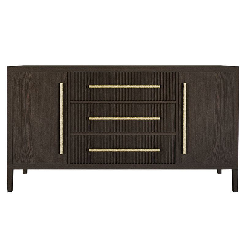 Буфет Primo с тремя ящиками и двумя фасадами Темный орех Орех Золотой в Красноярске | Loft Concept 