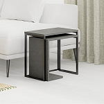 Комплект из 2-х приставных столов серого цвета из дерева ZIGOSH RETRO GREY варинант исполнения - 2 | Loft Concept в Красноярске