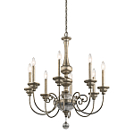 Люстра серебряного цвета с состаренным эффектом и декоративным подвесным шаром Kichler варинант исполнения - 1 | Loft Concept в Красноярске