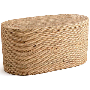 Плетеная овальная корзина с крышкой Shani Rattan Basket