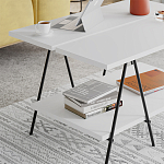 Стол журнальный с белой прямоугольной столешницей и полкой ESSEL WHITE варинант исполнения - 3 | Loft Concept в Красноярске