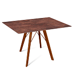 Стол обеденный с коричневой прямоугольной столешницей из керамики на четырех деревянных ножках Brown Ceramics варинант исполнения - 1 | Loft Concept в Красноярске