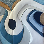 Арт-объект ручной работы Blue Abstraction из 4-х панелей варинант исполнения - 4 | Loft Concept в Красноярске